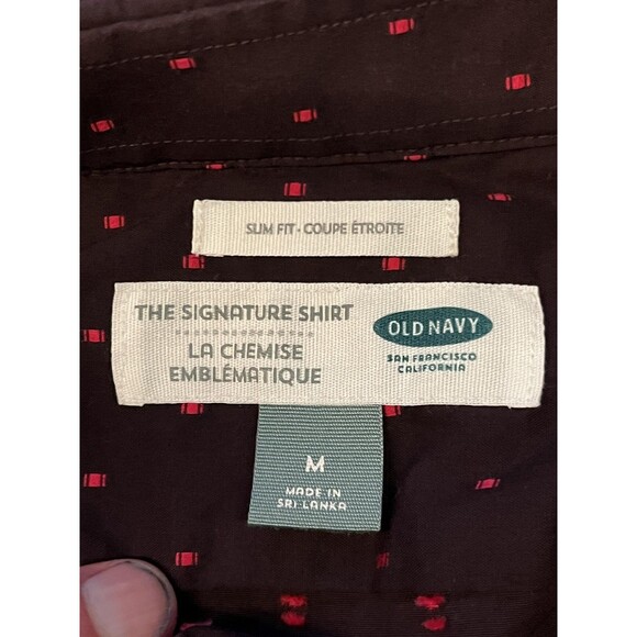 Old Navy Shirt Mens Medium Purple Red Slim Fit The Signature Button Down Stretch - Picture 5 of 6